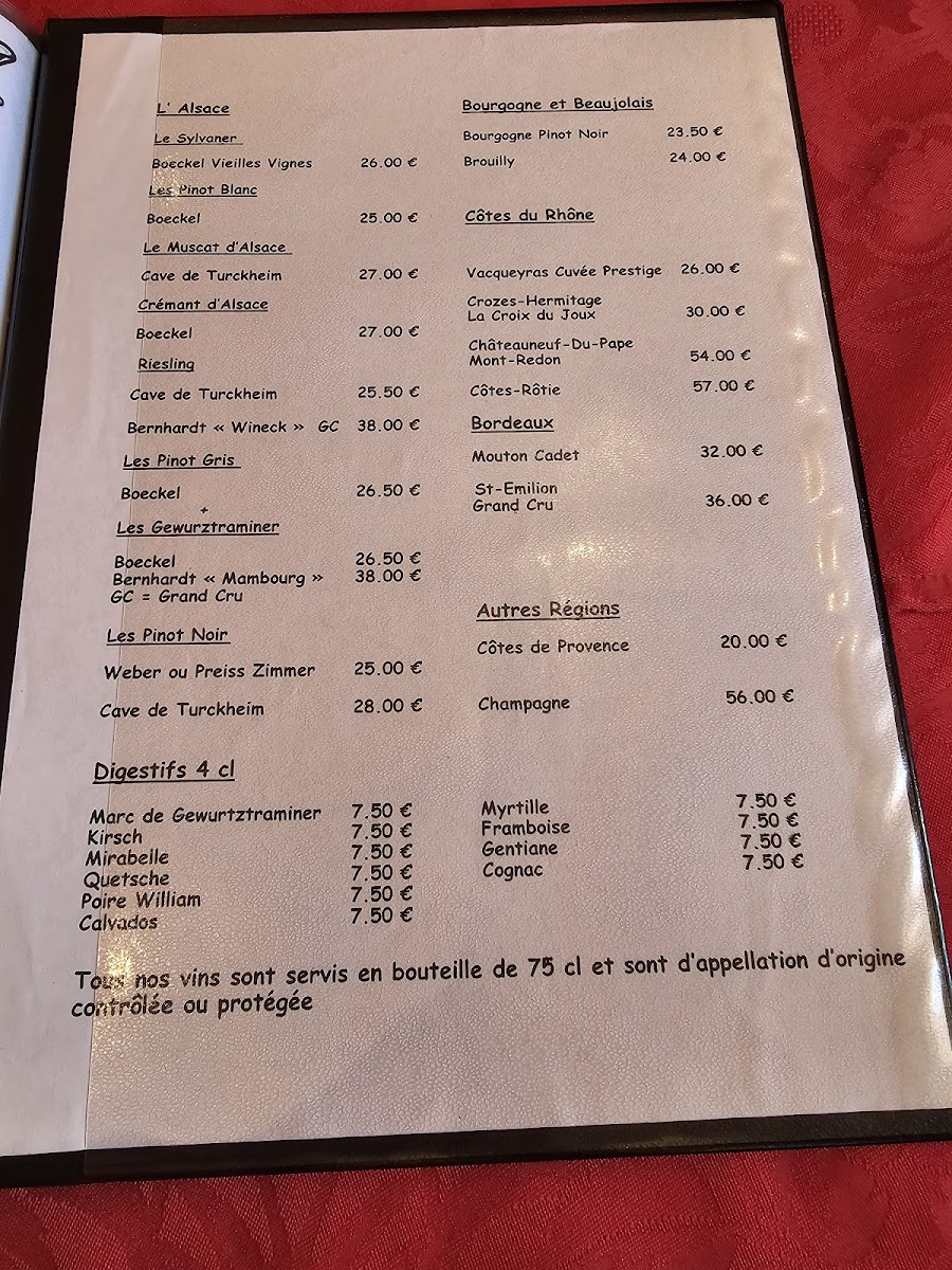 Menu Auberge Du Lac-1